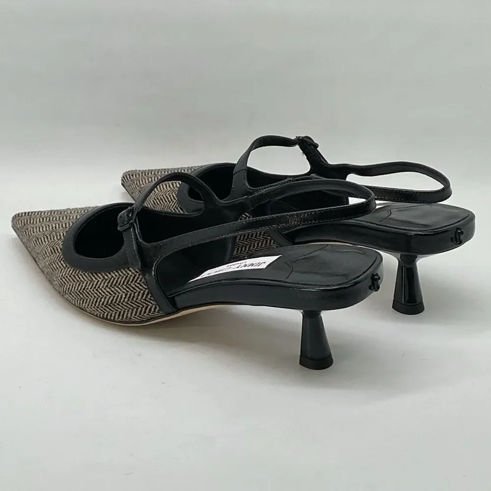 Jimmy Choo Didi 45MM Herringbone Slingback Pumps size 39